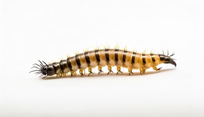 close up of a larva zophobas isolated on white background