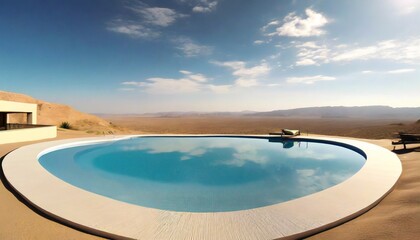 Obraz na płótnie Canvas swimming pool in a desert landscape ai generation