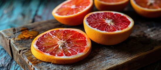 Cooking with juicy red grapefruit slices.
