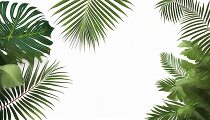 Fototapeta na wymiar graphic palm and tropical leaves isolated on white background leaves illustration