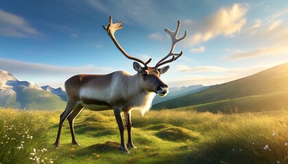 reindeer standing on grassy landscape