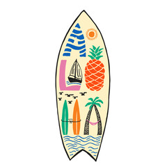 Decorative Surfboard with Hawaiian Motifs