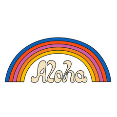 Obraz premium Rainbow Arch with Aloha Lettering