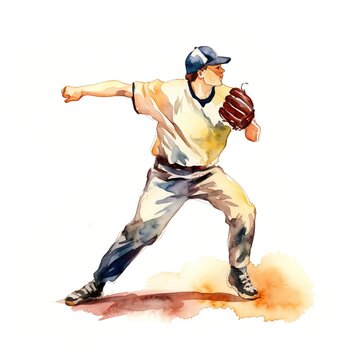 Baseball player pitching a fast ball