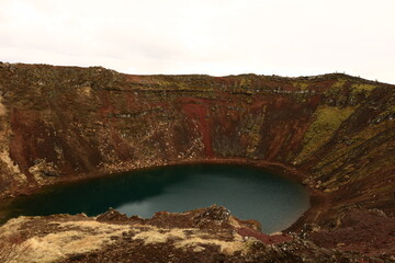 the Kerid is a small volcanic crater of Iceland whose bottom is occupied by a lake