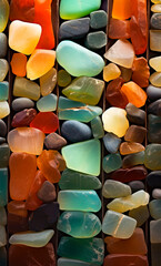 Seaside Mosaic: Generative AI-Created Assortment of Colorful Sea Glass
