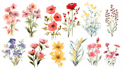 Floral frame with watercolor flowers, decorative flower background pattern, watercolor floral border background