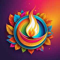 vector illustration, Holika Dahan celebration banner with copy space, pop art design, Indian holidays,