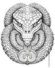 Obraz premium coloring page for adults, mandala, Viper snake image, white background, clean line art, fine line art