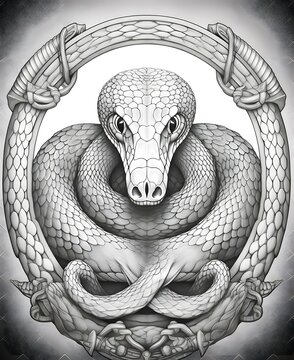 coloring page for adults, mandala, Corn Snake snake image, white background, clean line art, fine line art