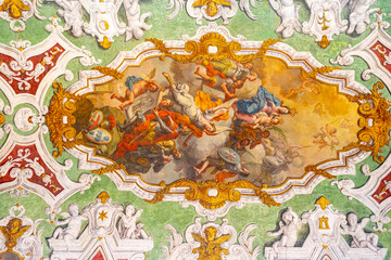 Interior ceiling of the Basilica of the Martyrs, Church of the Holy Sacrament, Lisbon-estremadura-portugal.1-1-2024