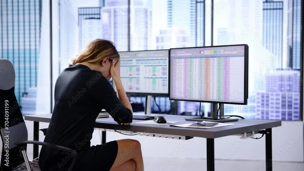 Poster frustrated analyst with spreadsheet data