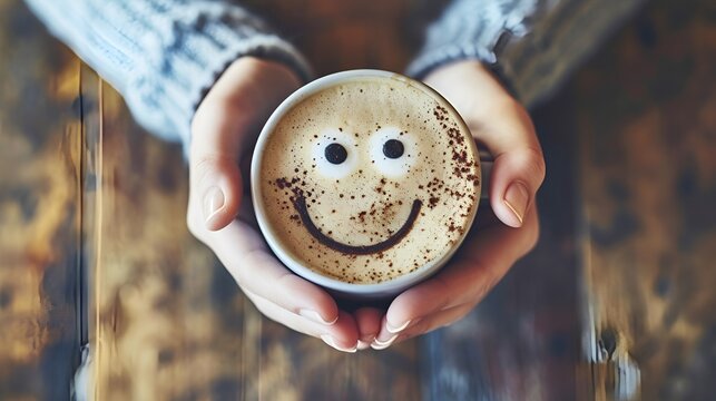 Monday Motivation Coffee Cup with Happy Face - Powered by Adobe