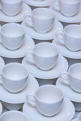 Russia. St. Petersburg. Cups and saucers on the table.