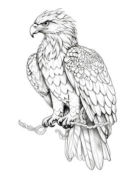 coloring page for adults, mandala, Short-toed Snake Eagle image, white background, clean line art, fine line art