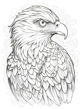 coloring page for adults, mandala, Booted Eagle image, white background, clean line art, fine line art