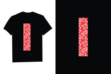 Pink Red Heart Valentines Day Initial Monogram Letter "I" T-Shirt