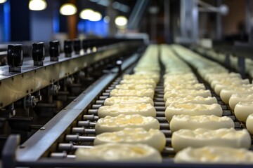 Obraz premium Automated machinery in an advanced dairy processing plant - technology meets agriculture