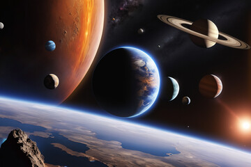 illustrations of science fiction in space