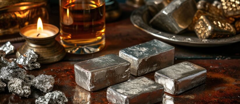 Pure silver bar and silver shots and nuggets with 999 silver content.