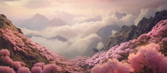 Floral clouds decorate the mountainous route.