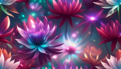 Fototapeta premium Ai generated background with astral flowers