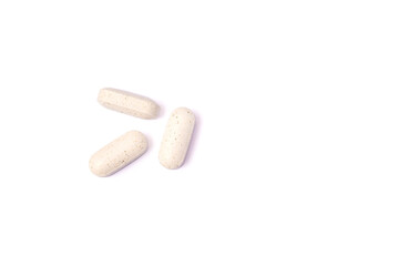 White Pills isolated on white background. Medical drugs pills. Medical, healthcare, pharmaceuticals concept