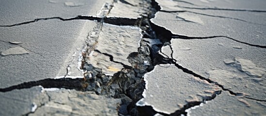 Severe street cracks caused by asphalt damage.