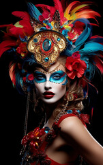 Naklejka premium beldade rosto promoção de carnaval, carnaval chamativo
