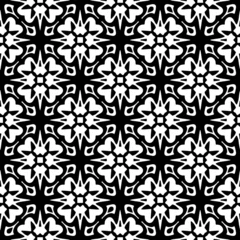 Fototapete Monochrome pattern, Abstract texture for fabric print, card, table cloth, furniture, banner, cover, invitation, decoration, wrapping.seamless repeating pattern.Black and white color. © t2k4