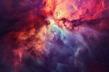 Fototapeta premium An ethereal display of swirling colors and twinkling stars amidst the vastness of the universe, beckoning us to explore the mysteries of outer space