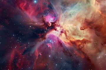 A stunning and vibrant nebula illuminates the vastness of the universe, showcasing the endless beauty of outer space and the intricate dance of stars within the milky way