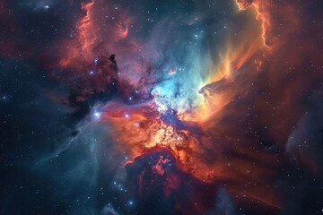 A breathtaking journey through the vibrant depths of the galactic nebula, where stars and constellations dance amidst the swirling colors of the universe