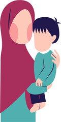 Muslim Mother With Son Character