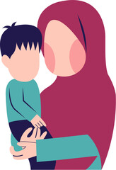 Muslim Mother With Son Character