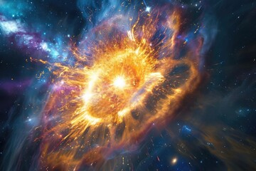 A dramatic depiction of a hypernova explosion Outshining an entire galaxy