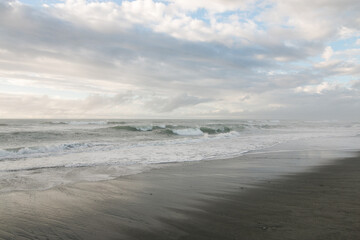 Fototapeta na wymiar Waves at sunset - Westcoast of New Zealand - 12