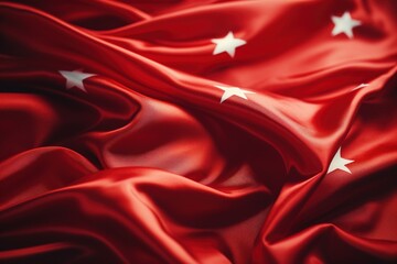 Obraz premium Red silk fabric with white stars