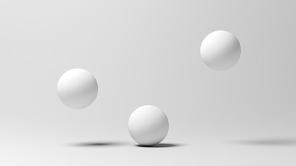Three white spheres. 3d illustration.