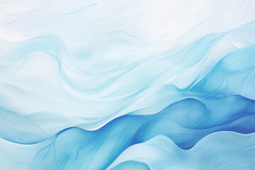 Abstract Blue and White Water Wave Watercolor Painting - obrazy, fototapety, plakaty