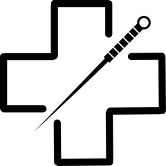 Medical Acupuncture needle therapy traditional chinese medicine logo vector icon illustration
