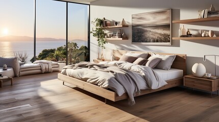 Modern coastal bedroom with stunning ocean views