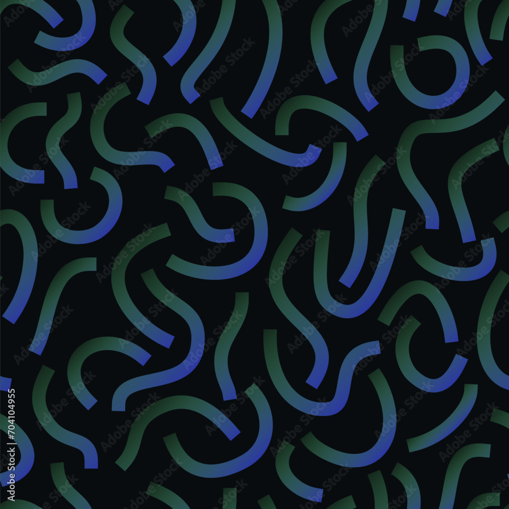 Poster blue and green gradient curved lines isolated on white background. transparent bold squiggles.