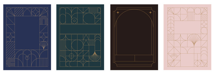 Art Deco frames minimalist collection. Elegant luxury borders and frames, vector templates design