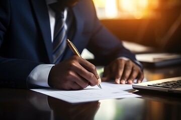 Black businessman signing a contract