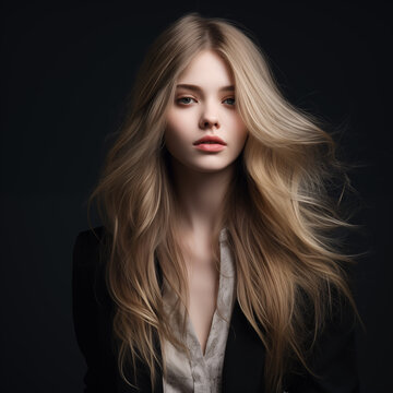 Portrait of a beautiful young woman with elegant long  hair and natural makeup.