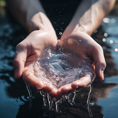 Hands with drops of water on a background - obrazy, fototapety, plakaty