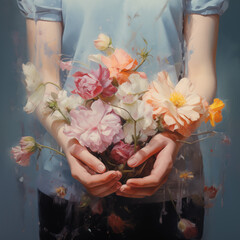 Bouquet of flowers in the beautiful hands