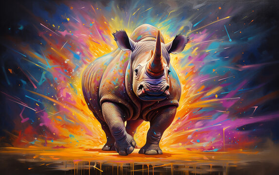 rinoceronte colorido em designer chamativo 