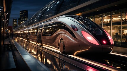 futuristic train station with a sleek and modern train